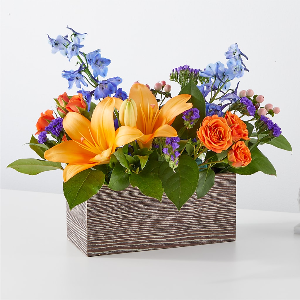 Radiant Citrus Box Bouquet – Bittys Garden, Canon City CO