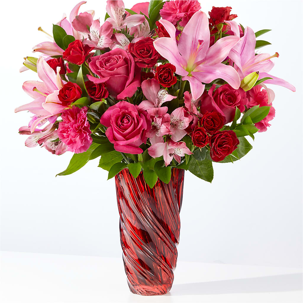 In Love Bouquet with Luxe Swirl Vase – Bittys Garden, Canon City CO