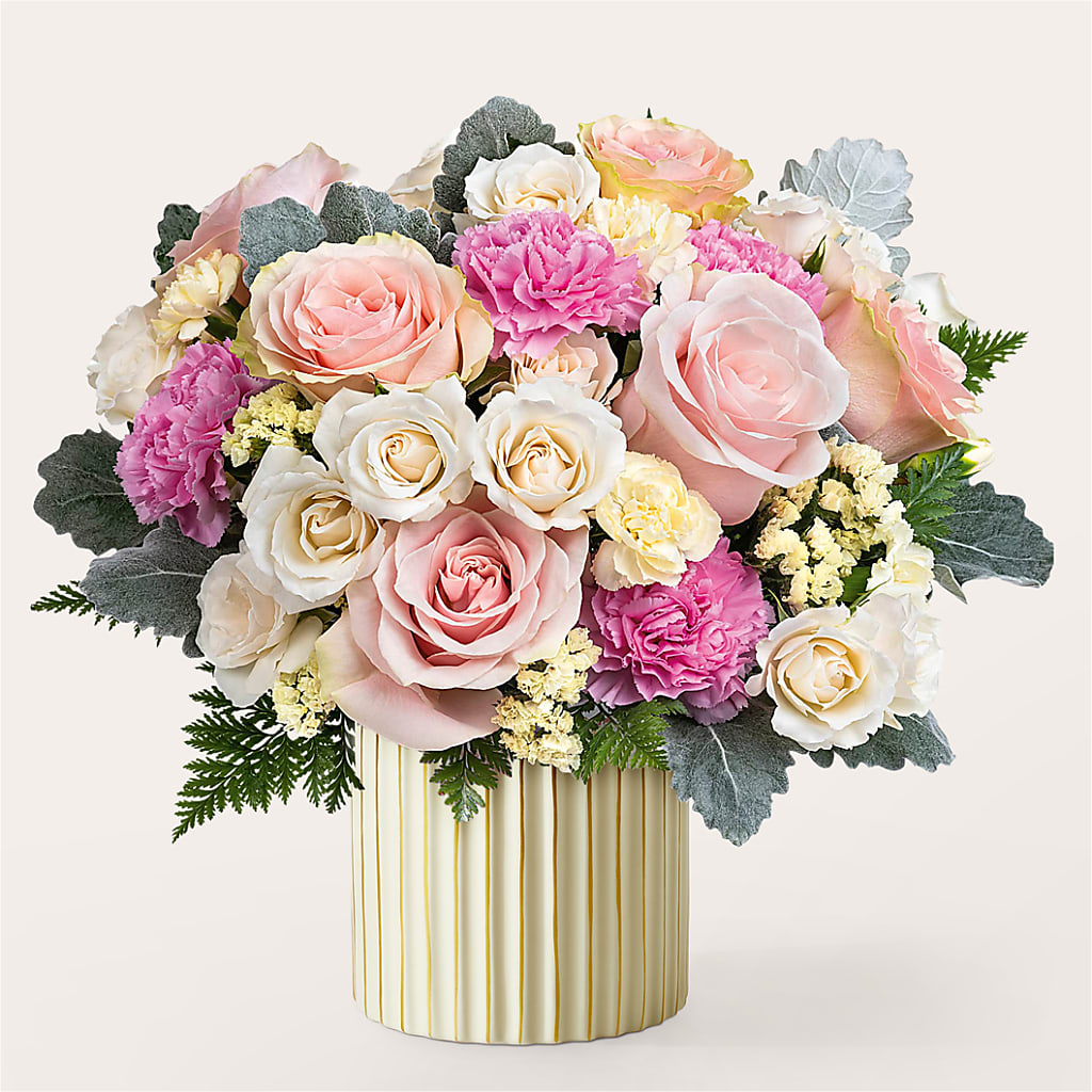 Blissful Moments Bouquet with Ivory Vase – Bittys Garden, Canon City CO