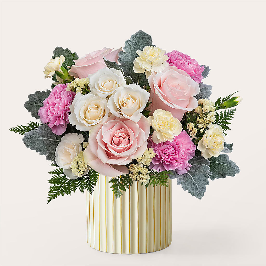 Blissful Moments Bouquet with Ivory Vase – Bittys Garden, Canon City CO