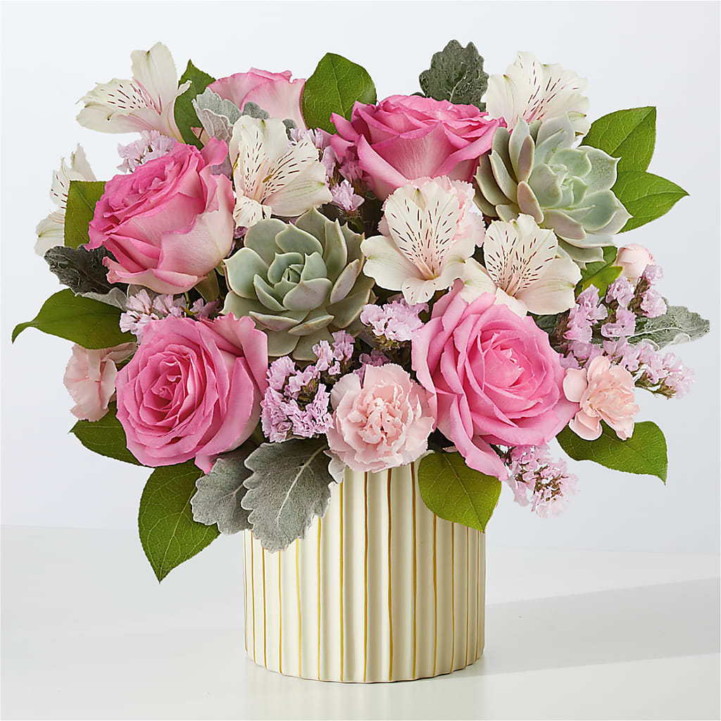 Dusty Rose Bouquet with Ivory Vase – Bittys Garden, Canon City CO