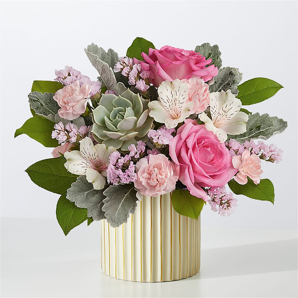 Dusty Rose Bouquet with Ivory Vase – Bittys Garden, Canon City CO