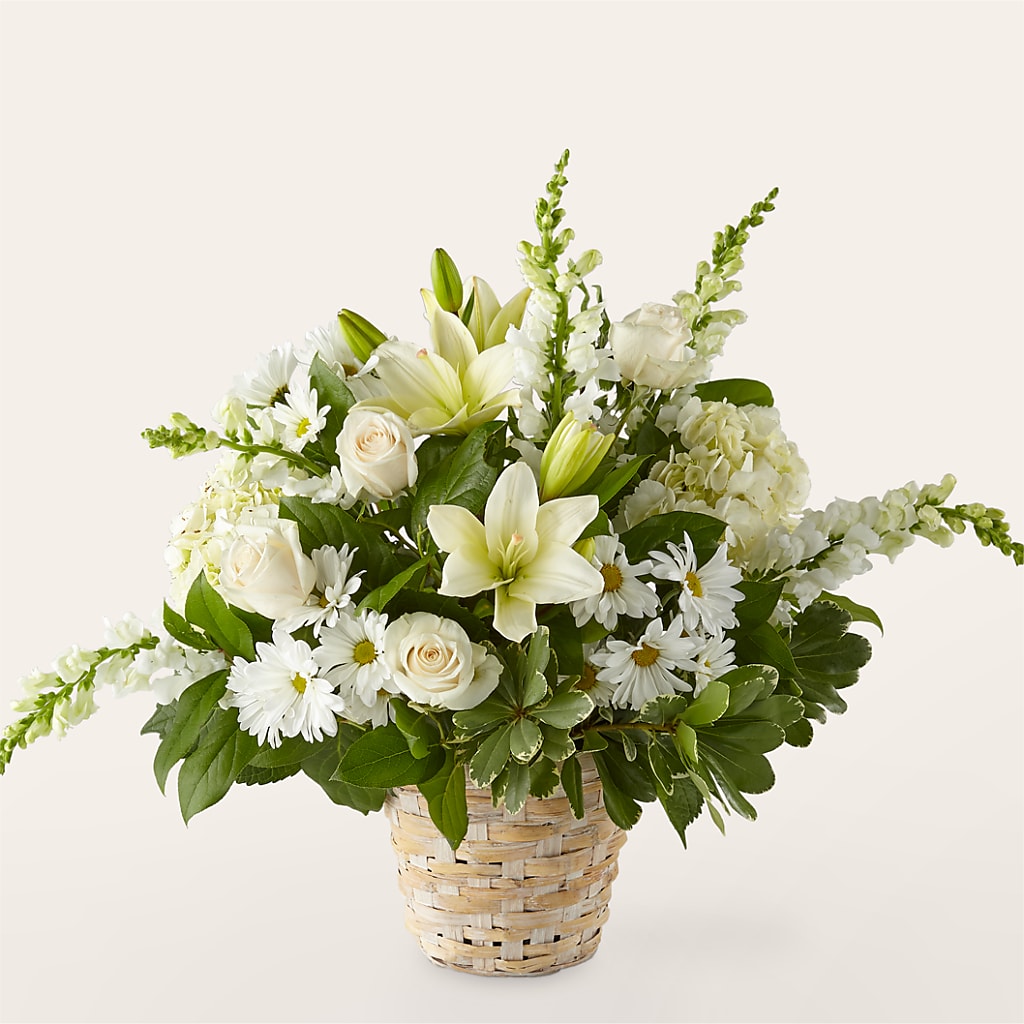 Ivory Elegance Floral Basket – Bittys Garden, Canon City CO