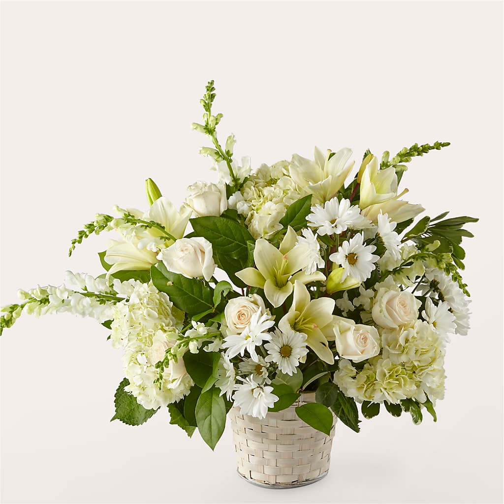 Ivory Elegance Floral Basket – Bittys Garden, Canon City CO