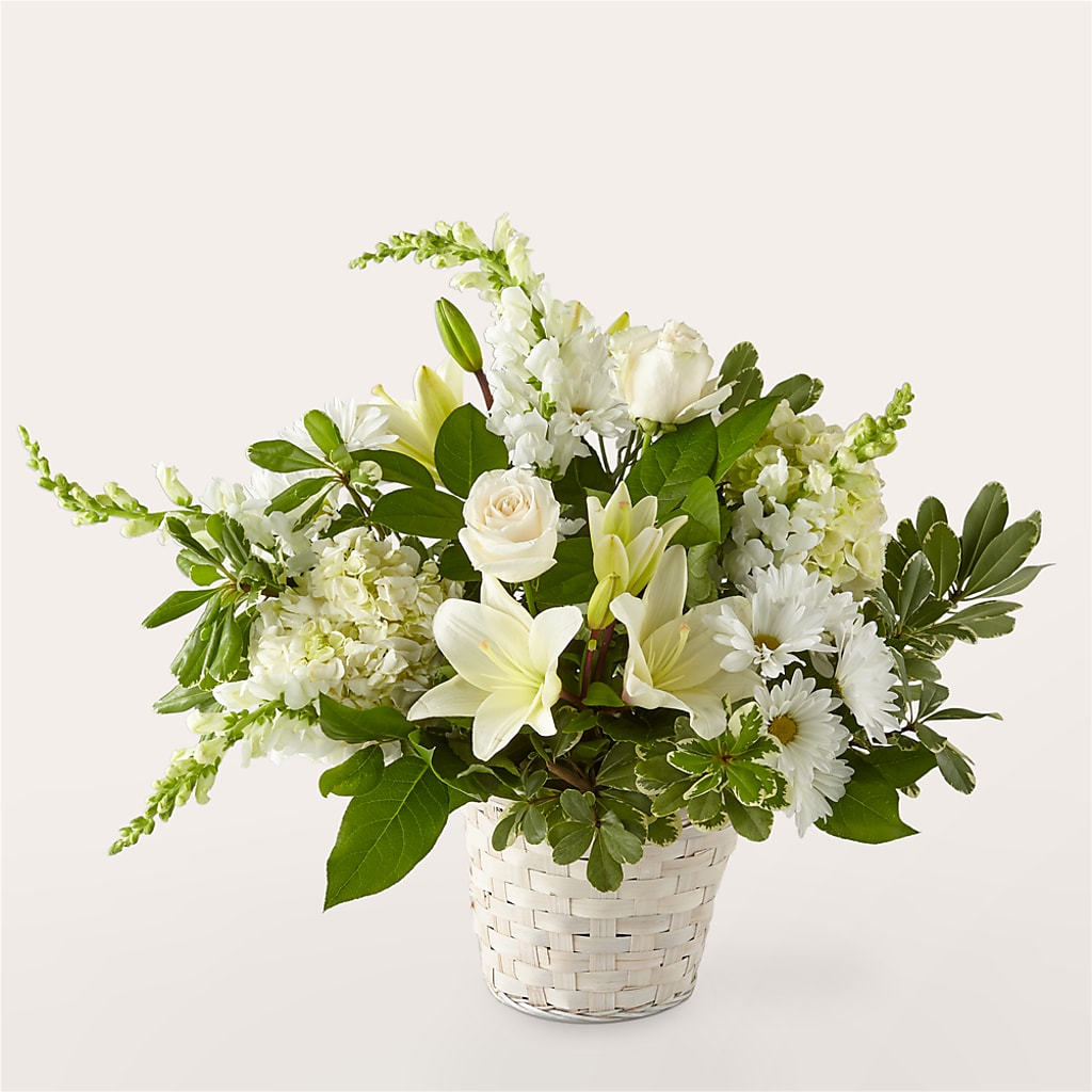 Ivory Elegance Floral Basket – Bittys Garden, Canon City CO