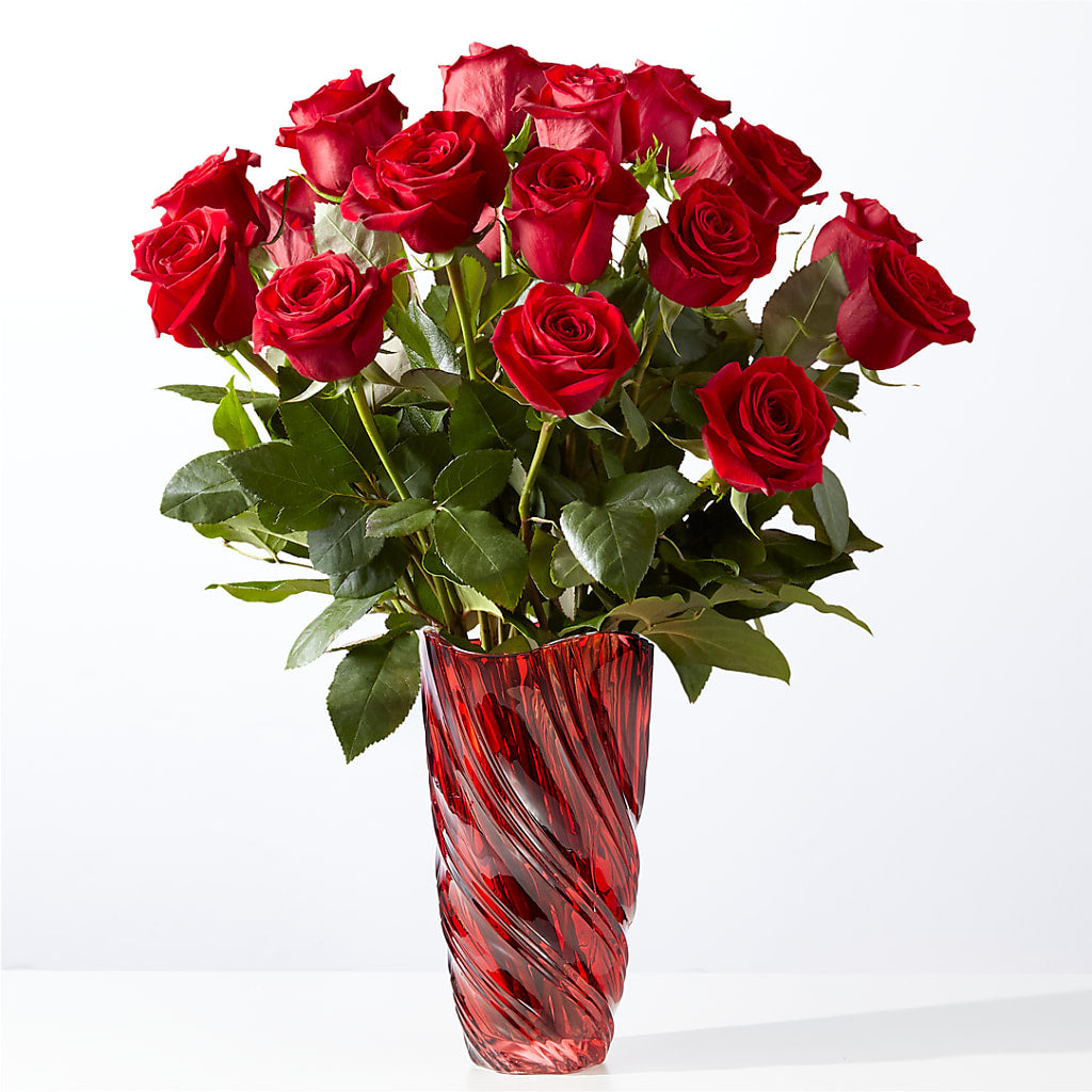 Classic Love Red Rose Bouquet with Luxe Swirl Vase – Bittys Garden, Canon City CO