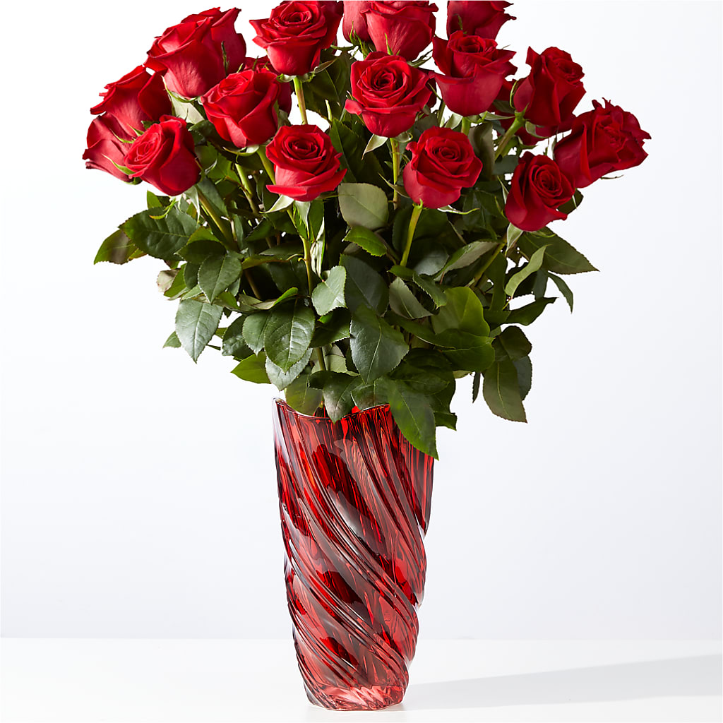 Classic Love Red Rose Bouquet with Luxe Swirl Vase – Bittys Garden, Canon City CO