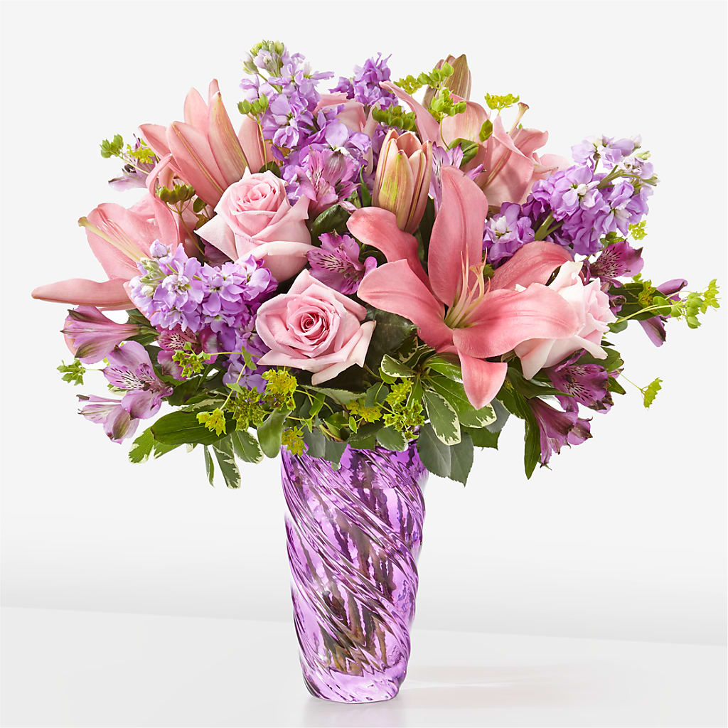 Precious Petals Bouquet with Luxe Swirl Vase – Bittys Garden, Canon City CO