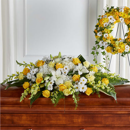Golden Harmony Casket Spray –  Bittys Garden, Canon City CO