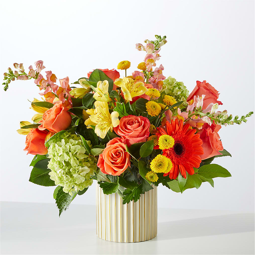 Autumn Sunshine Bouquet with Ivory Vase –  Bittys Garden, Canon City CO