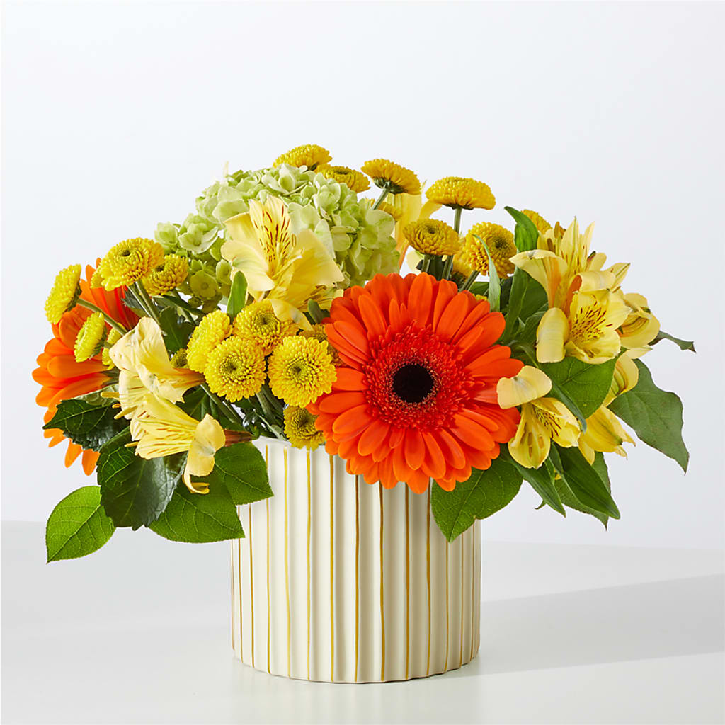 Autumn Sunshine Bouquet with Ivory Vase –  Bittys Garden, Canon City CO