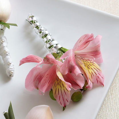 Pink Peruvian Lily Boutonniere –  Bittys Garden, Canon City CO