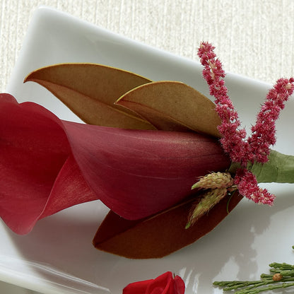 Red Calla Boutonniere –  Bittys Garden, Canon City CO